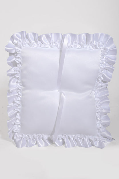 9" Satin Ruffle Rectangle Pillow White