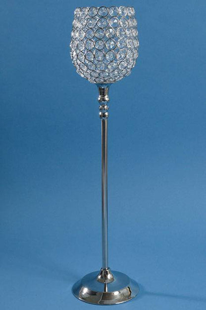 23.25&quot; Crystal Bead Candle Holder Silver/clear