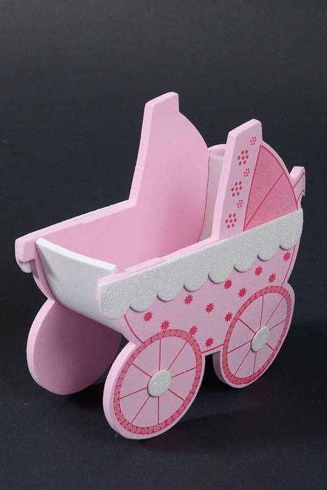 6.75" X 3" X 6.5" Glitter Eva Foam Stroller Pink