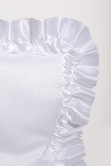 9" Satin Ruffle Rectangle Pillow White