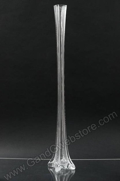 35.5" Glass Eiffel Tower Glass Vase Clear