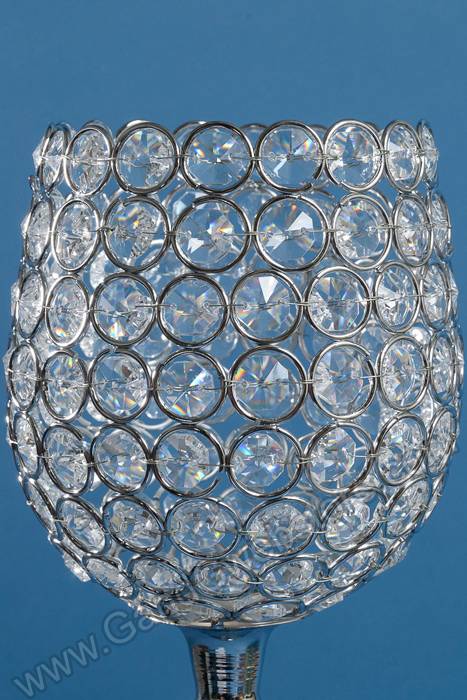 23.25&quot; Crystal Bead Candle Holder Silver/clear