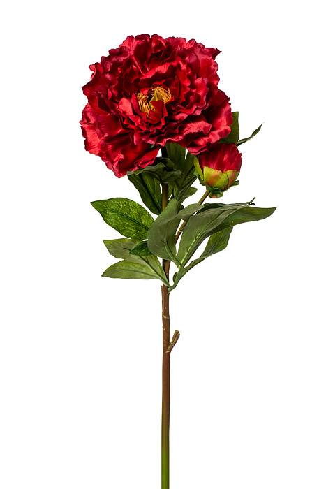 29.5" Silk Peony Spray W/bud Red