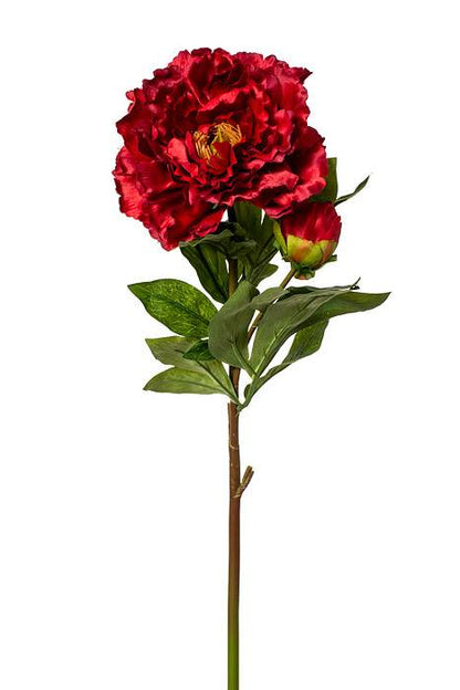 29.5" Silk Peony Spray W/bud Red