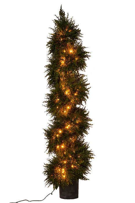 62" Cedar Spiral Top With Lights Green/Natural