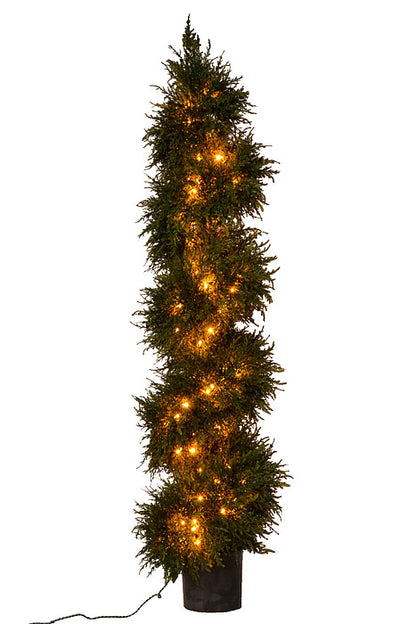 62" Cedar Spiral Top With Lights Green/Natural