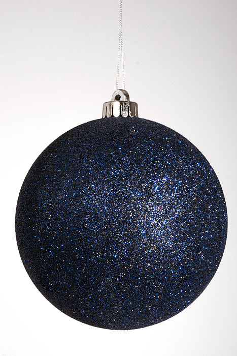 140Mm Glitter Ball Ornament Midnight Blue Pkg/2