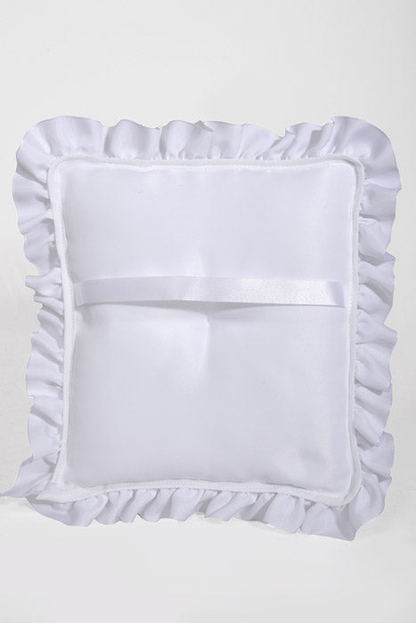 9" Satin Ruffle Rectangle Pillow White