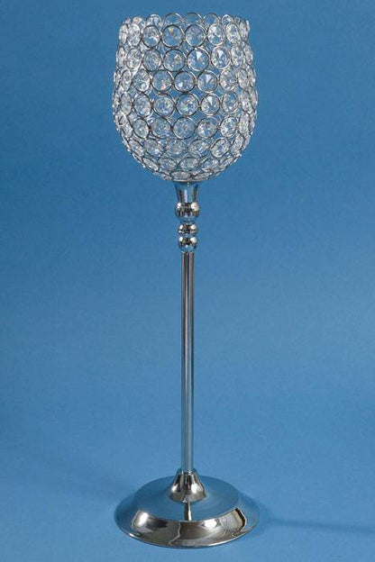 19.25" Crystal Bead Candle Holder Silver/clear