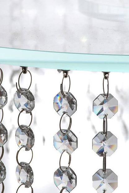 16x7.5" Round Crystal Cake Stand W/beads Clear