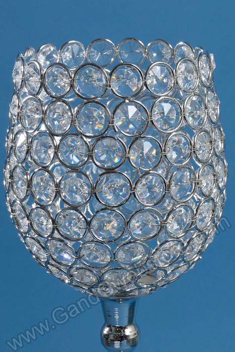 19.25" Crystal Bead Candle Holder Silver/clear