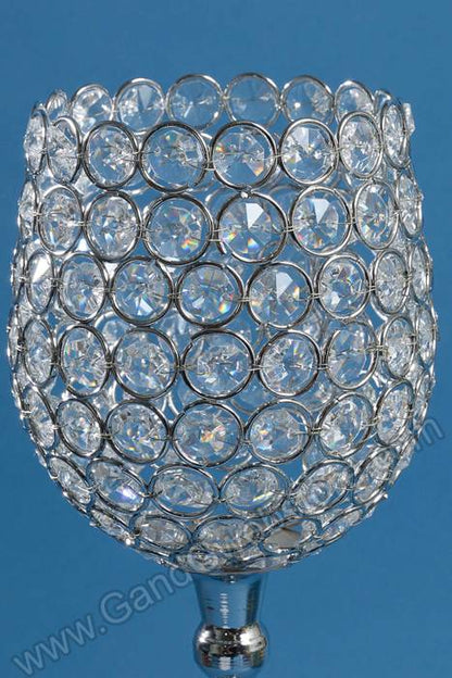19.25" Crystal Bead Candle Holder Silver/clear