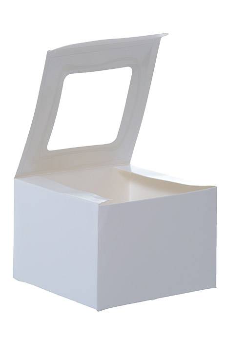 4" X 4" X 2.5" Square Box W/window White Pkg/12