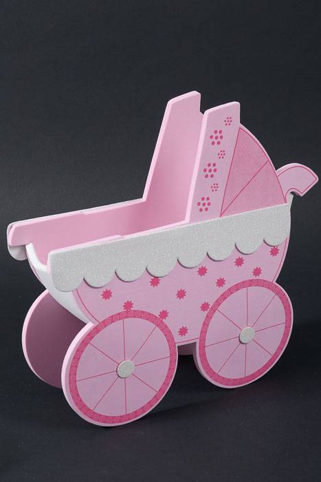 12.5" X 4.5" X 12.5" Glitter Eva Foam Stroller Pink