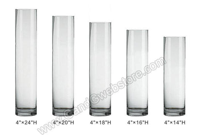 4" X 24" Cylinder Glass Vase Clear