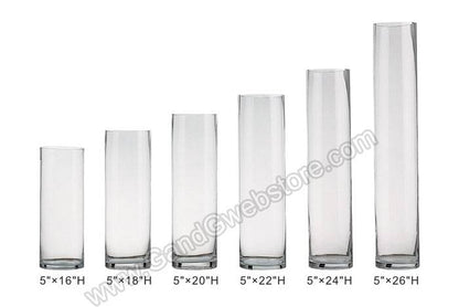 5" X 16" Cylinder Glass Vase Clear