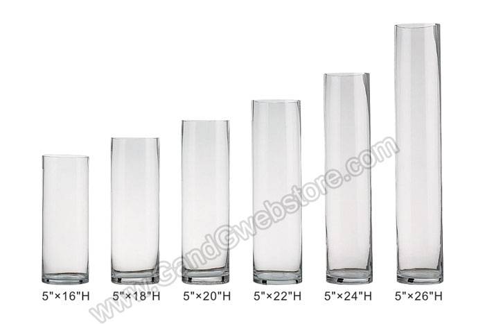 5" X 24" Cylinder Glass Vase Clear
