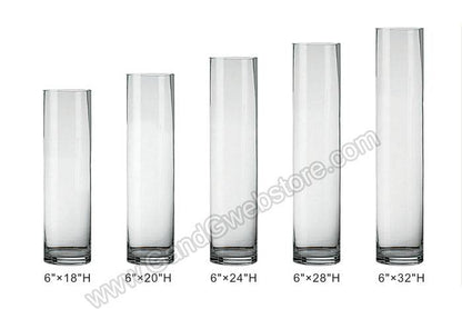 6" X 18" Cylinder Glass Vase Clear