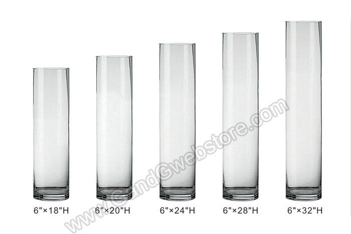 6" X 20" Cylinder Glass Vase Clear