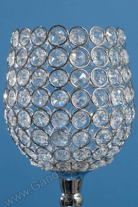27.5" Crystal Bead Candle Holder Silver/clear