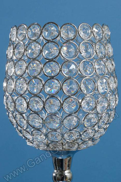 27.5" Crystal Bead Candle Holder Silver/clear