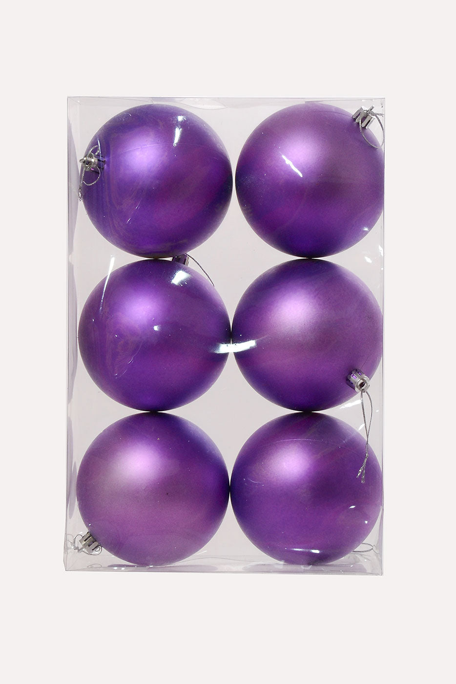 100MM Plastic Ball Matt Ornament Box-6 Lavender