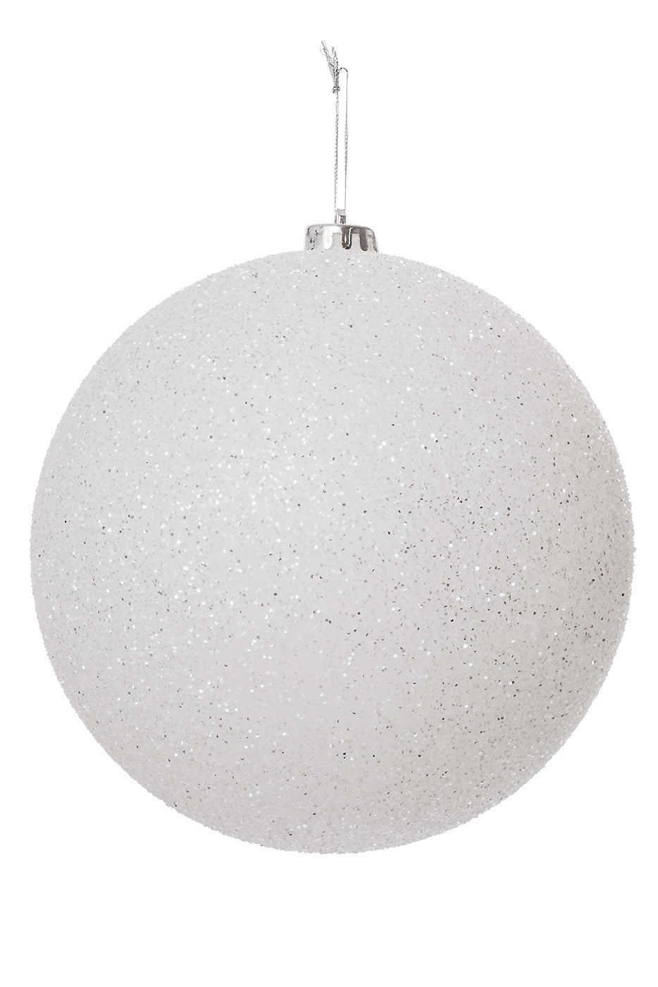 200Mm Glitter Ball Ornament White