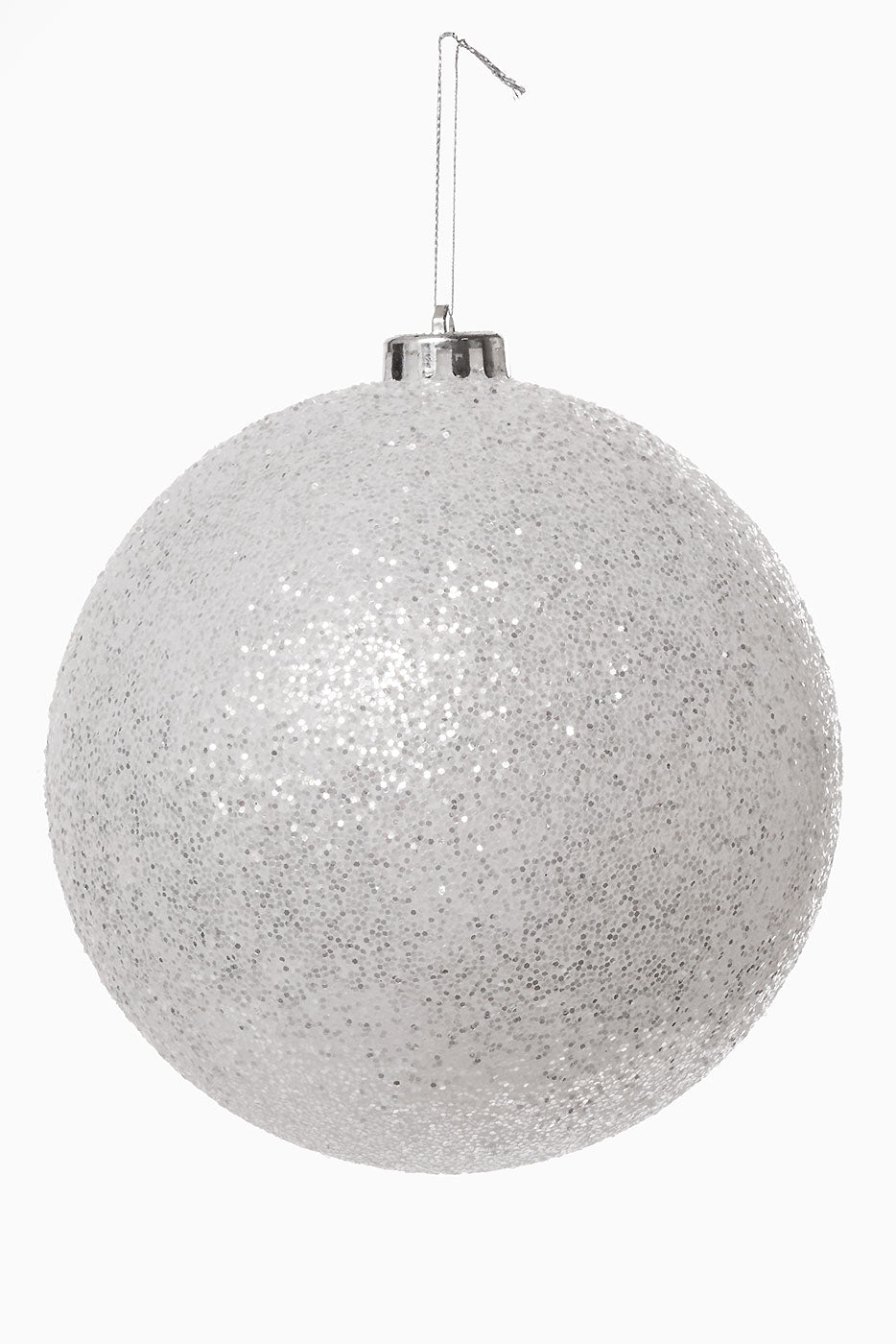 150Mm Glitter Ball Ornament White