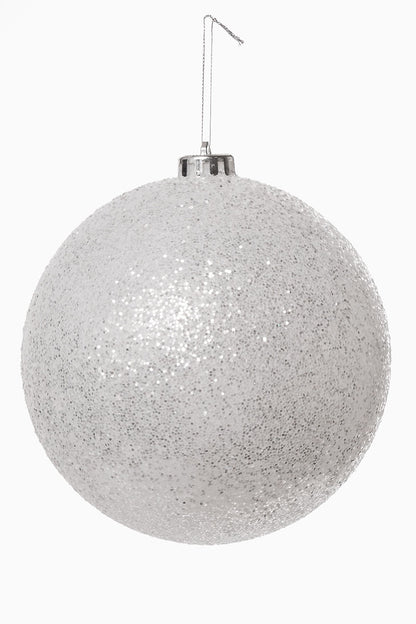 150Mm Glitter Ball Ornament White