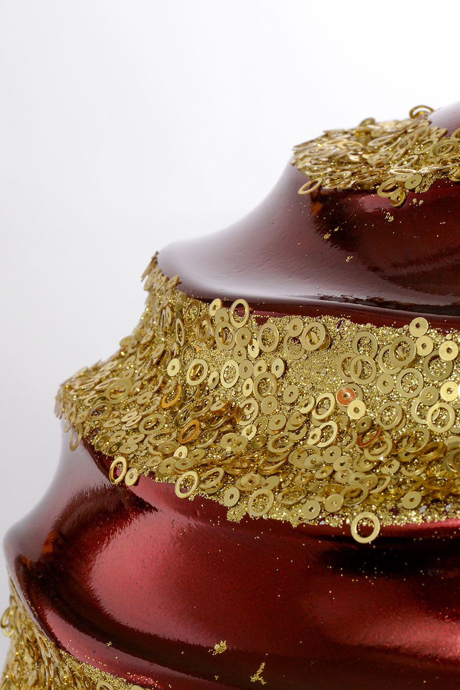 300Mm Plastic Ball With Glitter/Sequin Ornament Burgundy