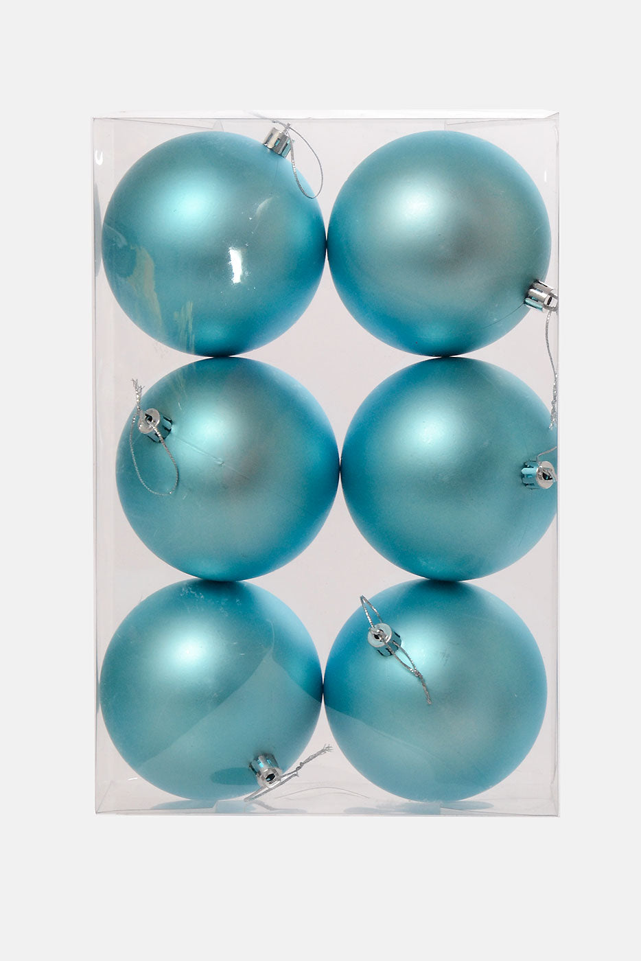 100Mm Plastic Ball Matt Ornament Box-6  Light Blue