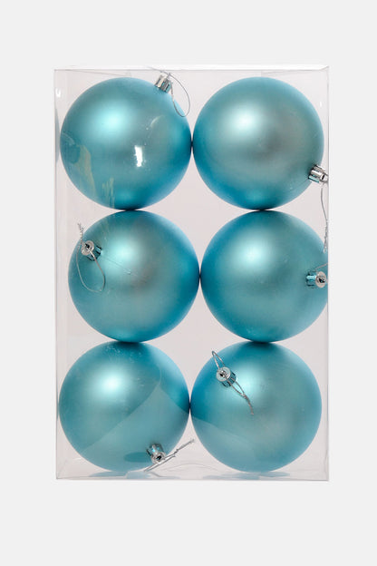 100Mm Plastic Ball Matt Ornament Box-6  Light Blue