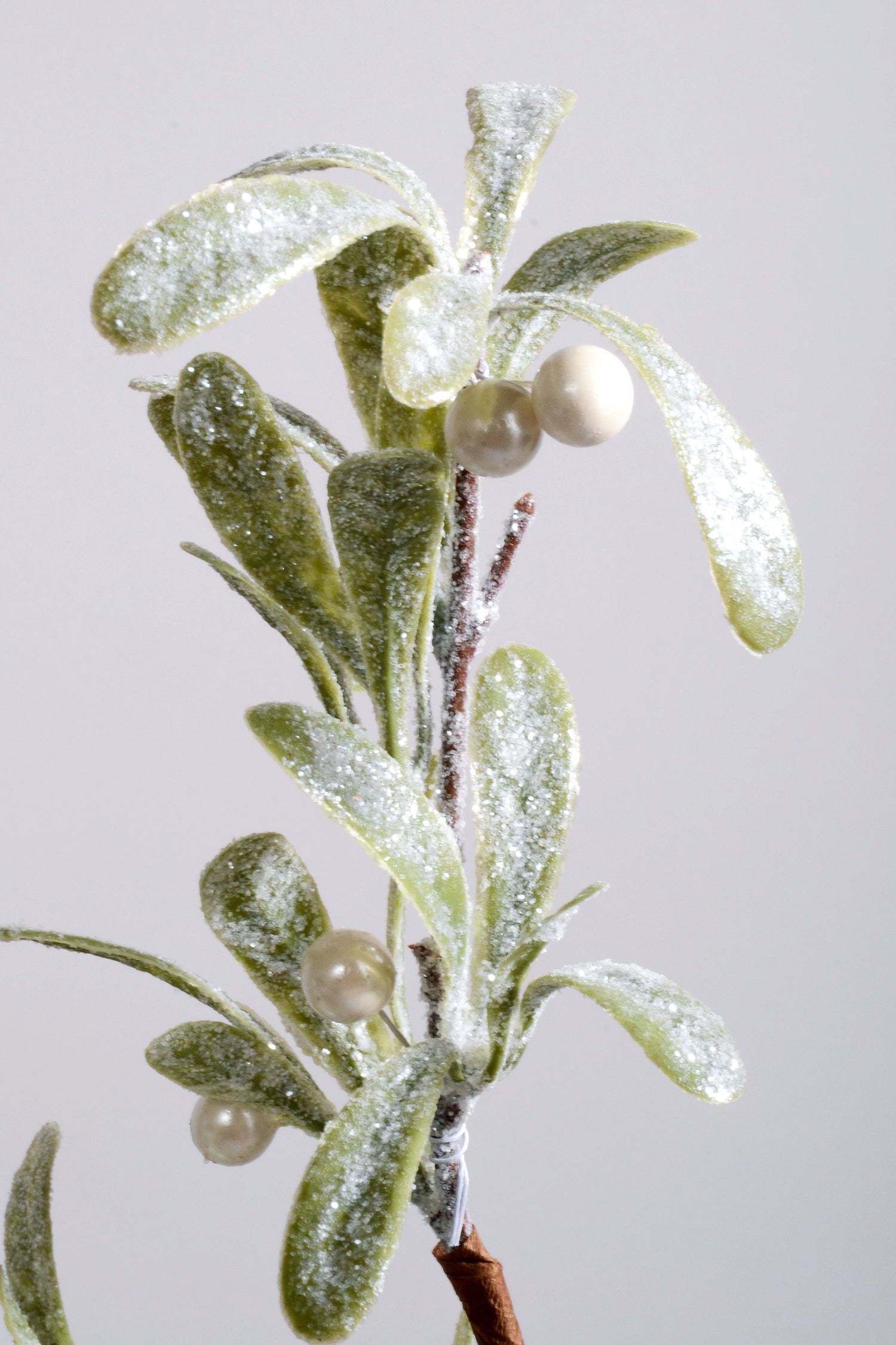 27" Mistletoe Glitter Berry Spray Green/White