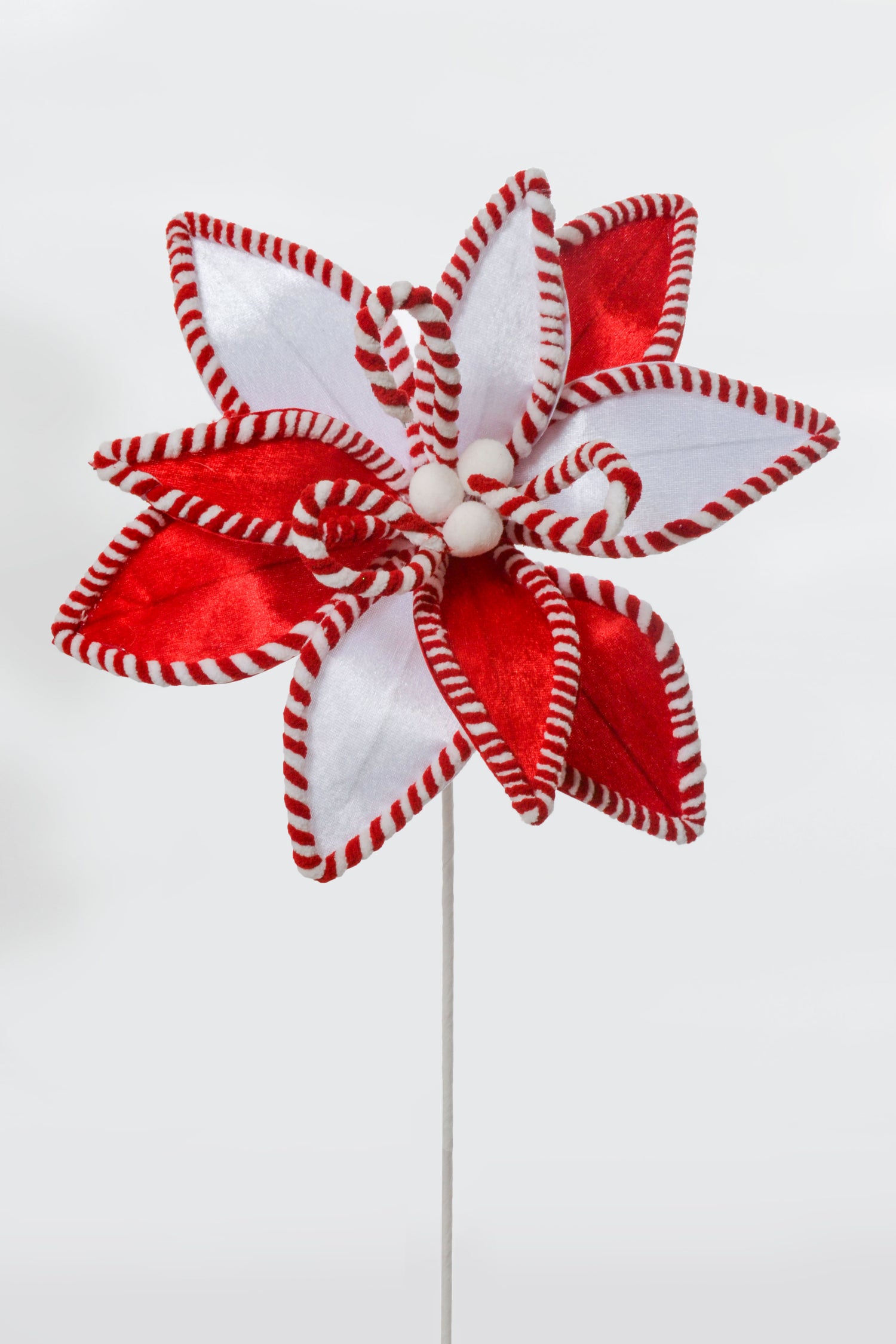 25" Poinsettia Stem Red/White