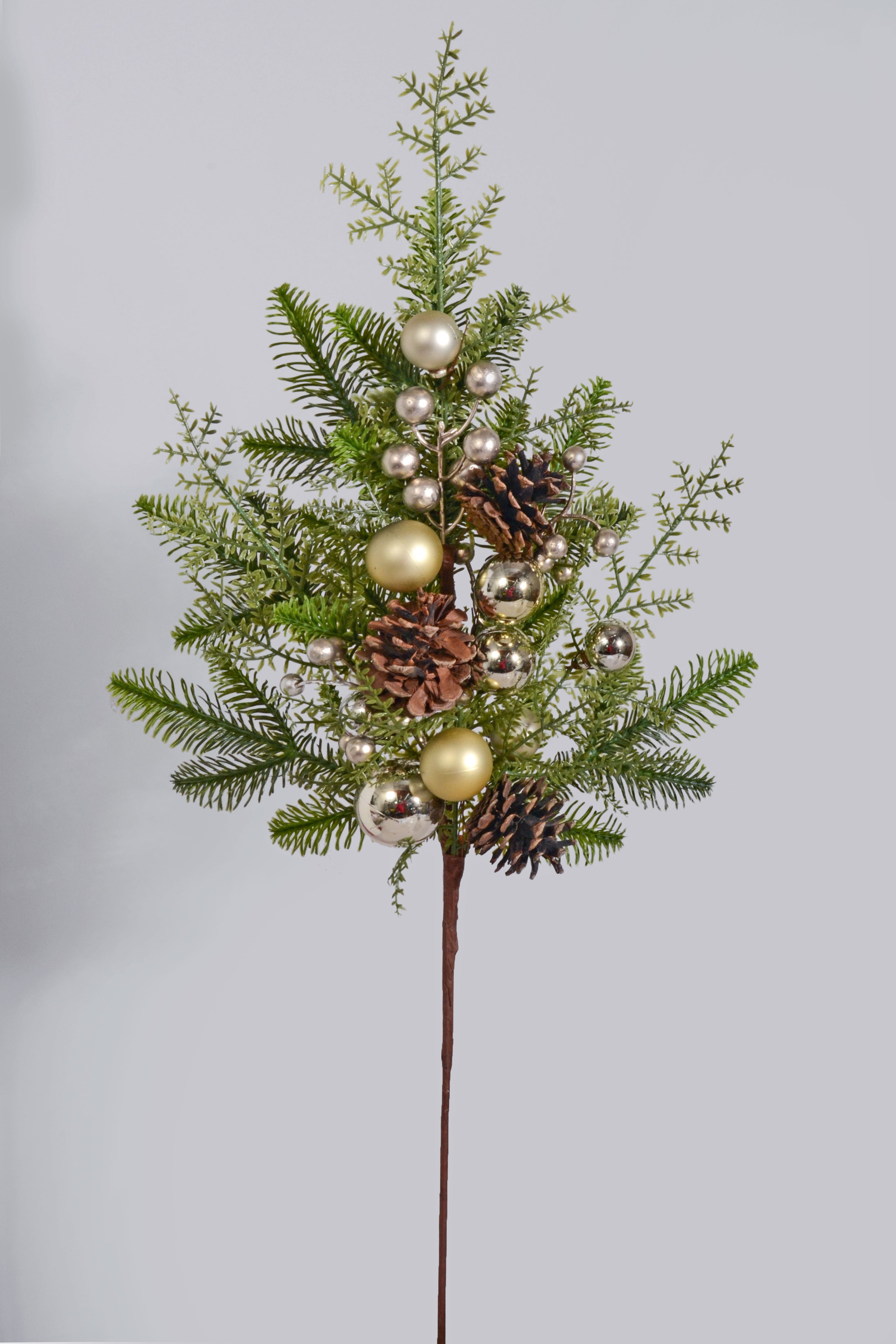 28" Ball Pinecone Spray Champagne