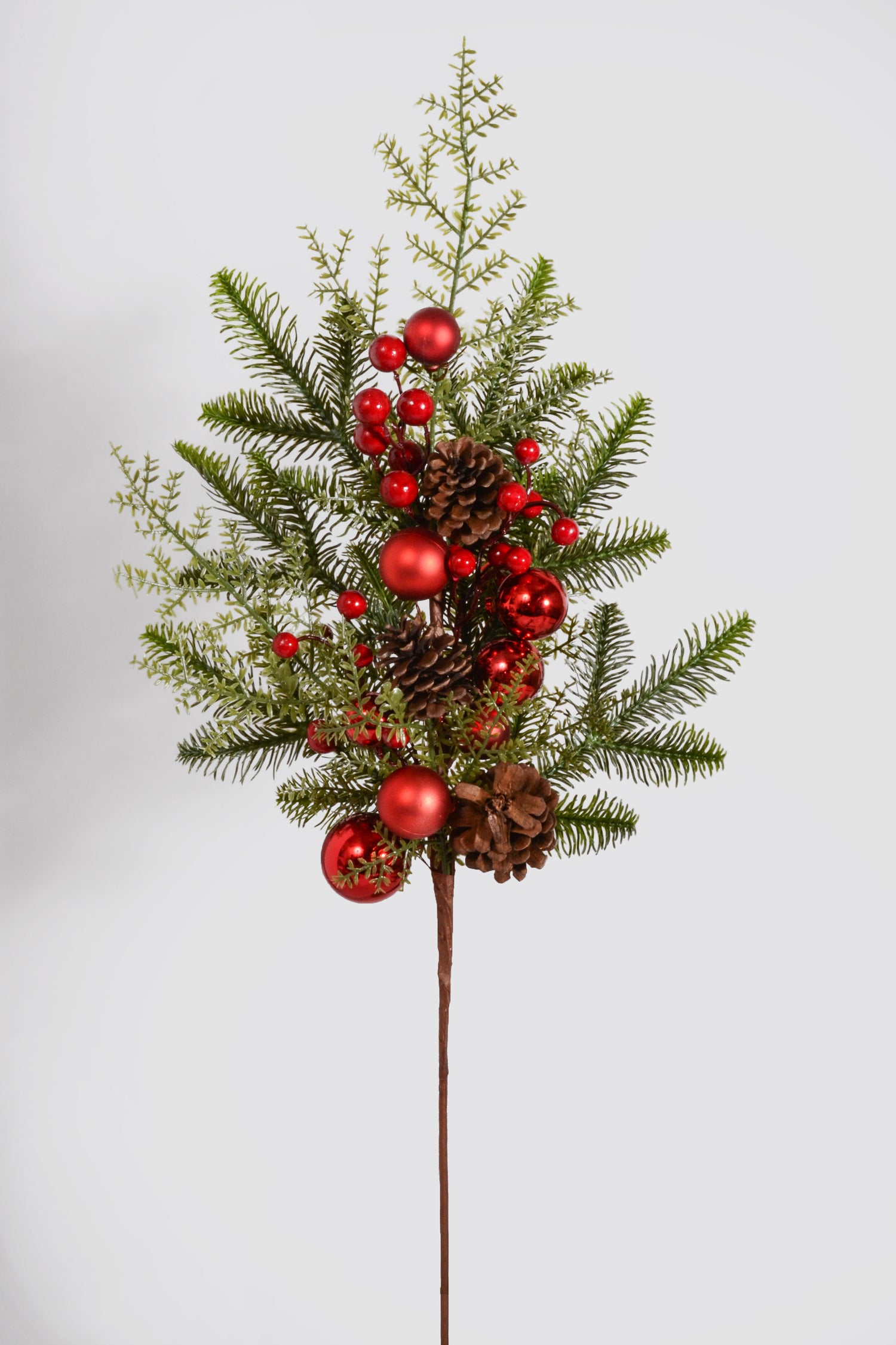 28" Ball Pinecone Spray Red