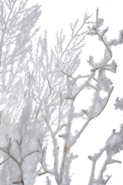 28" Snow Pine Twig Spray White