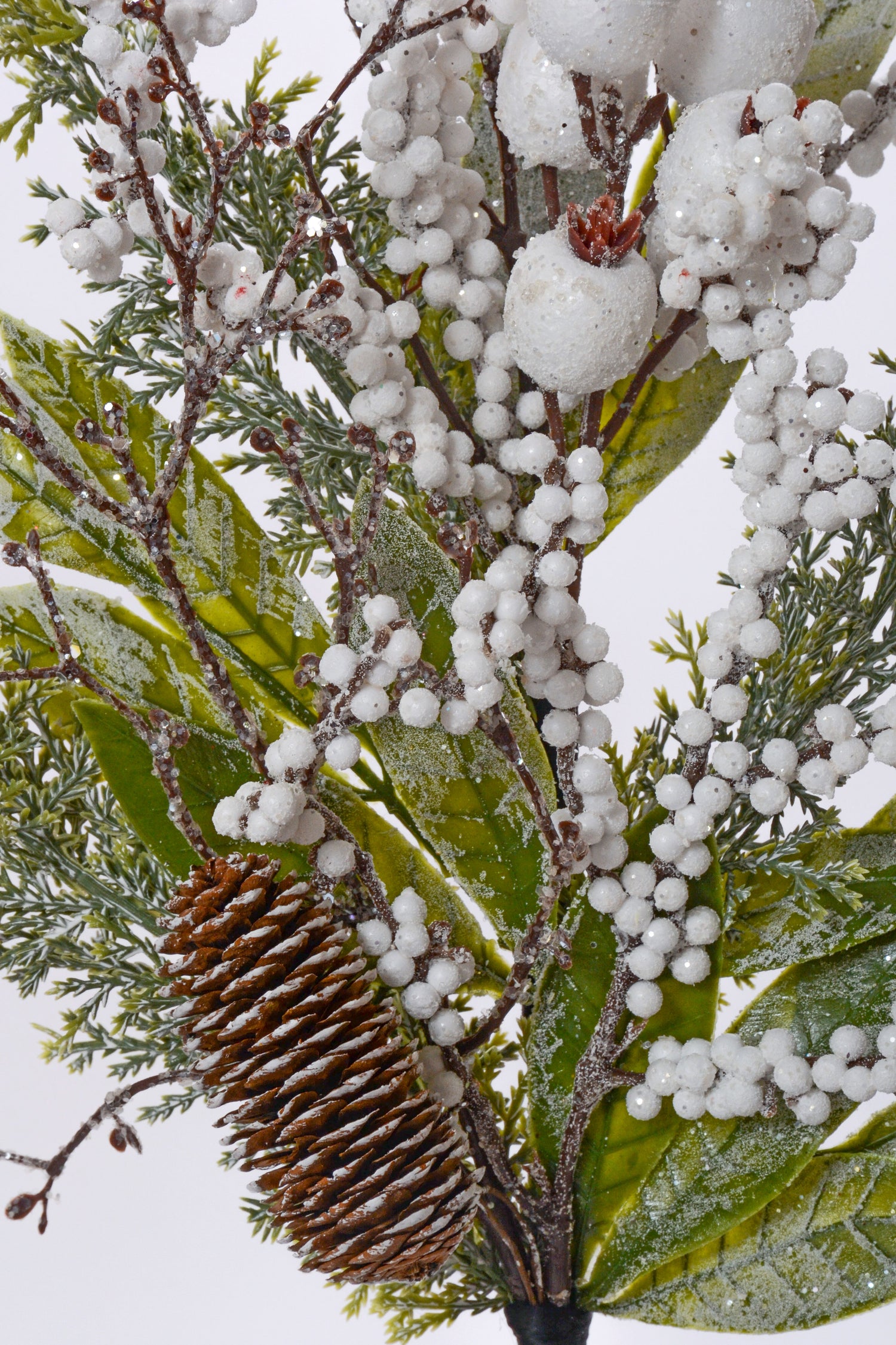 18" Snow Ice Berry Cedar Pick White