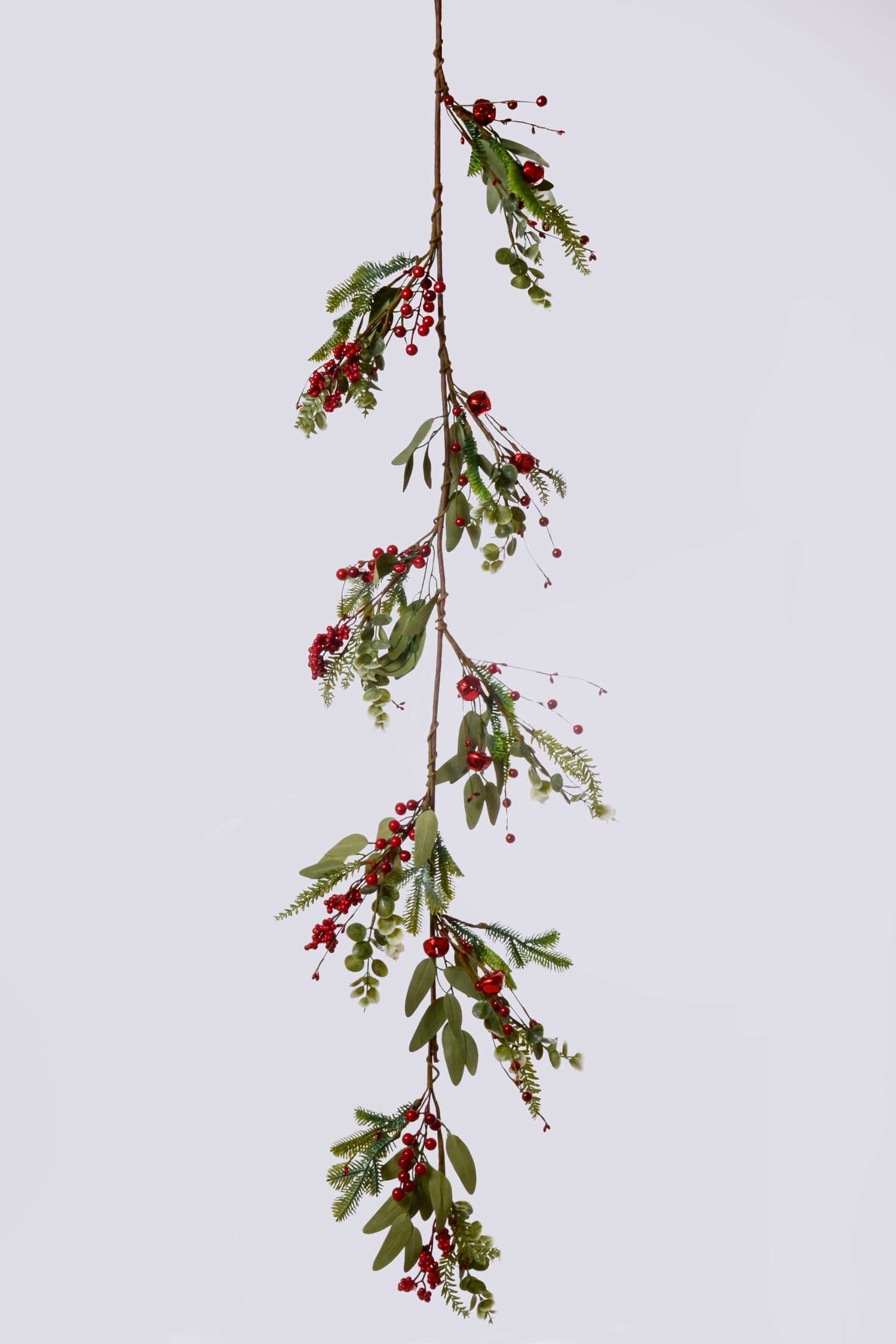 5Ft Bell Berry Eucalyptus Pine Garland Red/Green