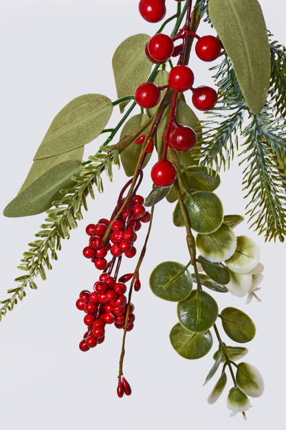 5Ft Bell Berry Eucalyptus Pine Garland Red/Green