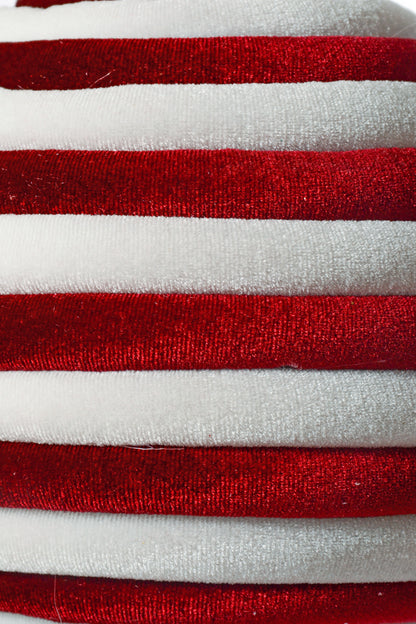 6" Ball Ornament White/Red