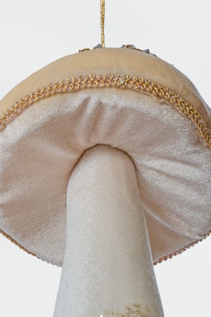 4.5 x 7" Christmas Mushroom Ornament Beige