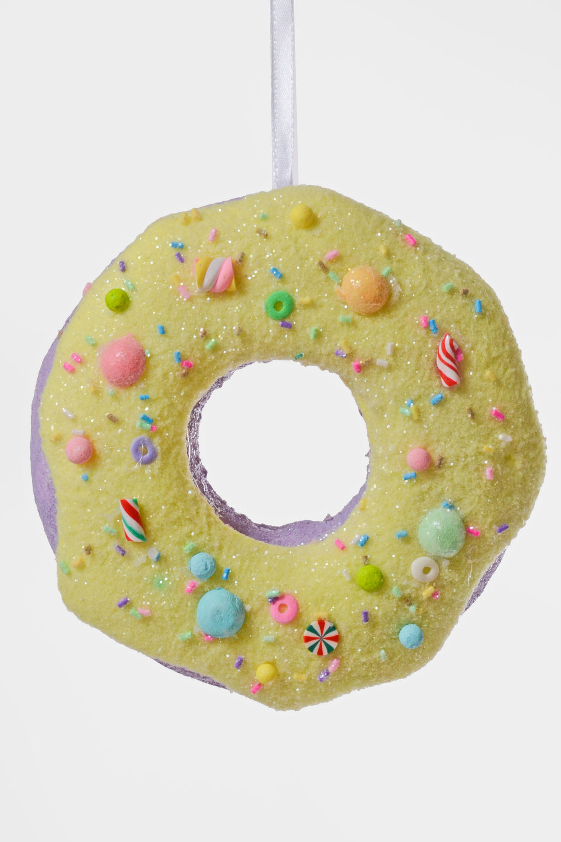 5.75" Donut Ornament Yellow/Lavender