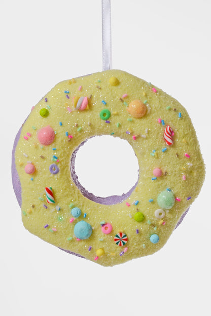 5.75" Donut Ornament Yellow/Lavender