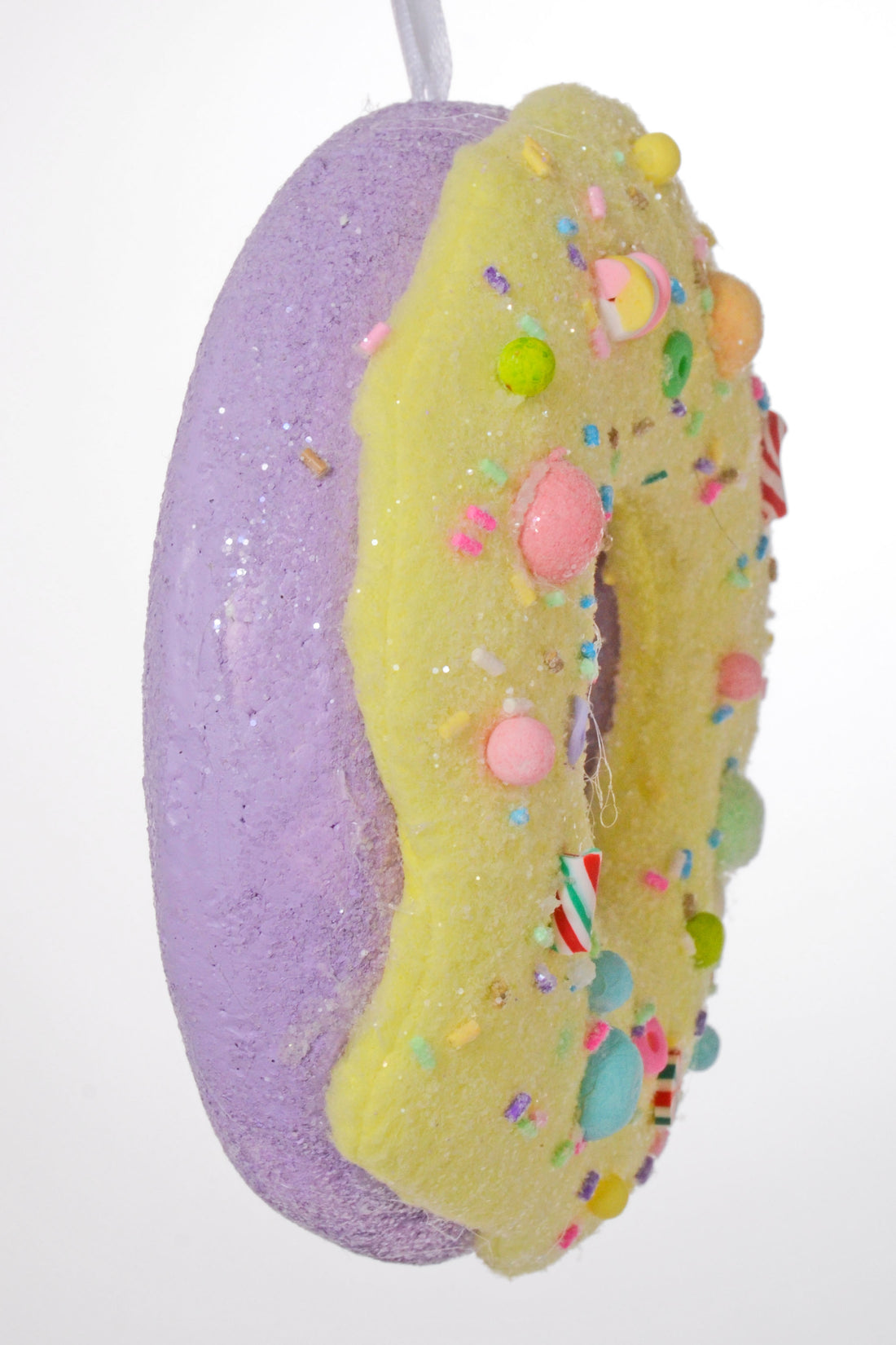 5.75" Donut Ornament Yellow/Lavender