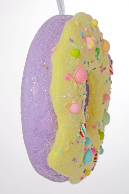 5.75" Donut Ornament Yellow/Lavender