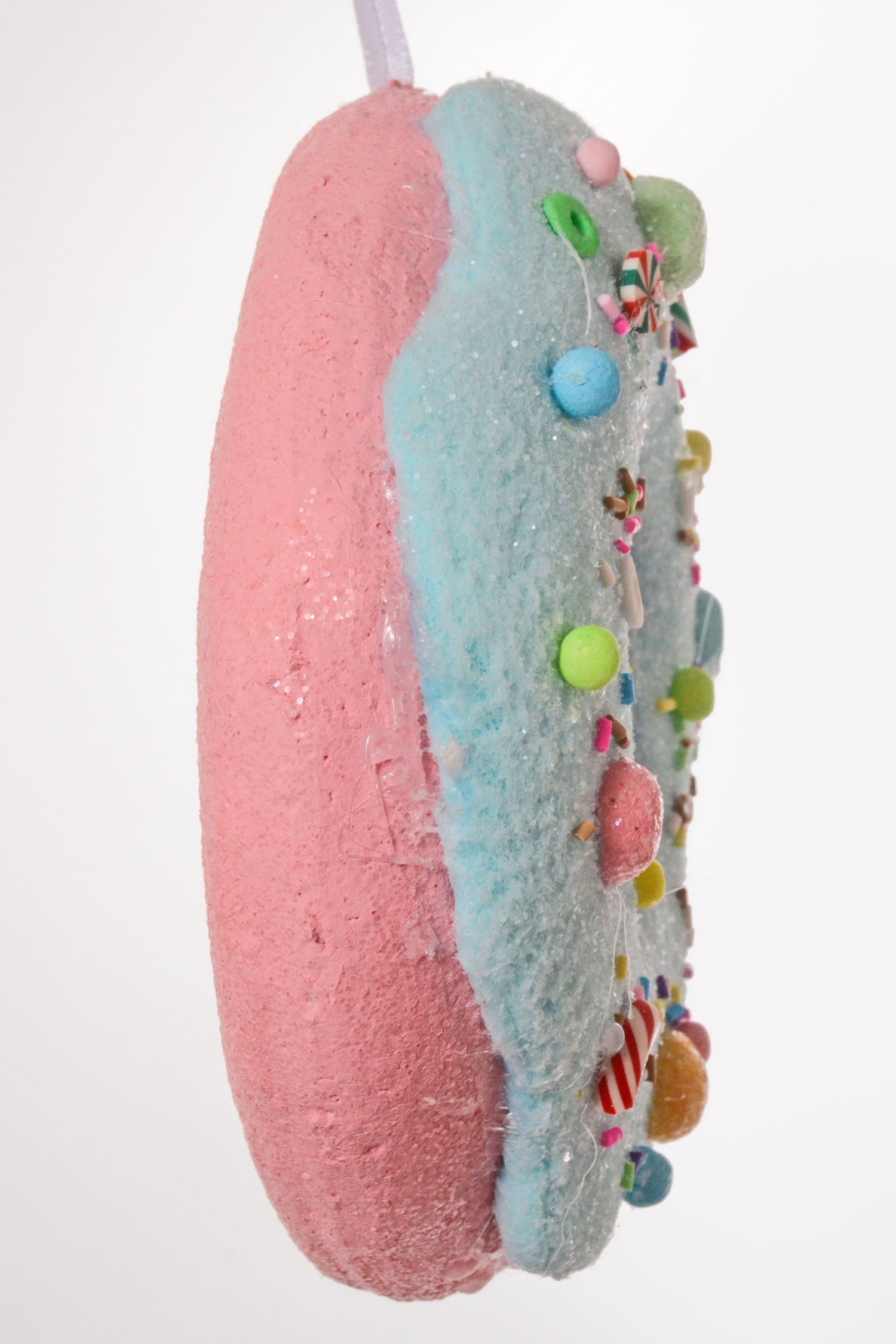5.75" Donut Ornament Blue/Pink