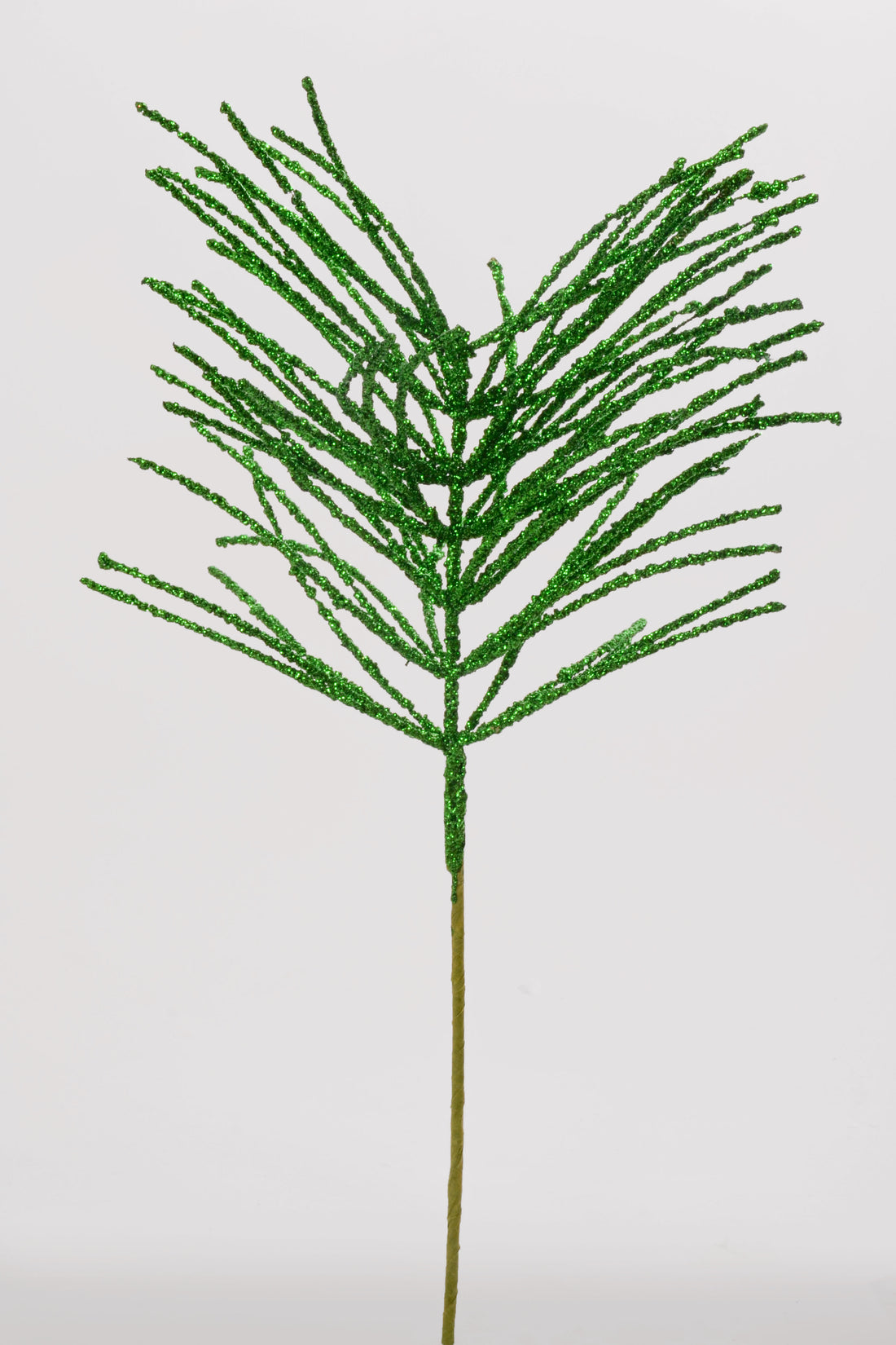24" Glitter Pine Needle Berry Stem Green