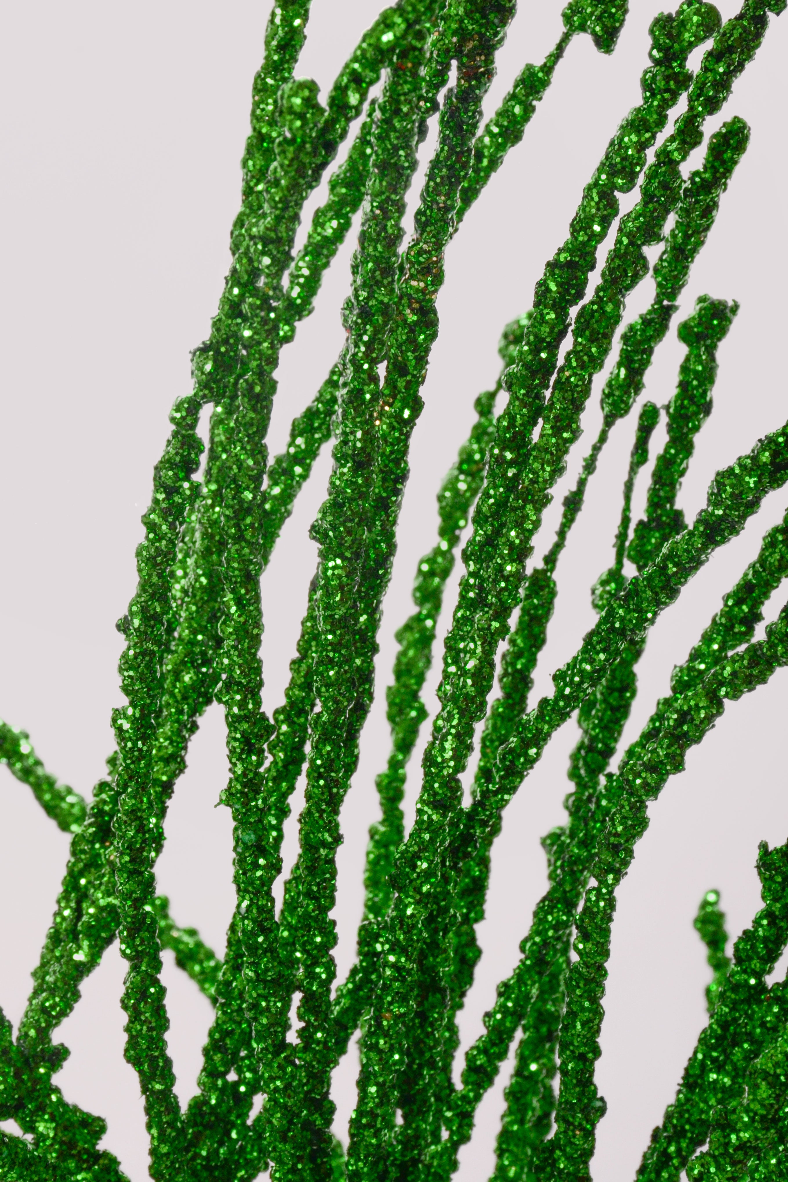 24" Glitter Pine Needle Berry Stem Green