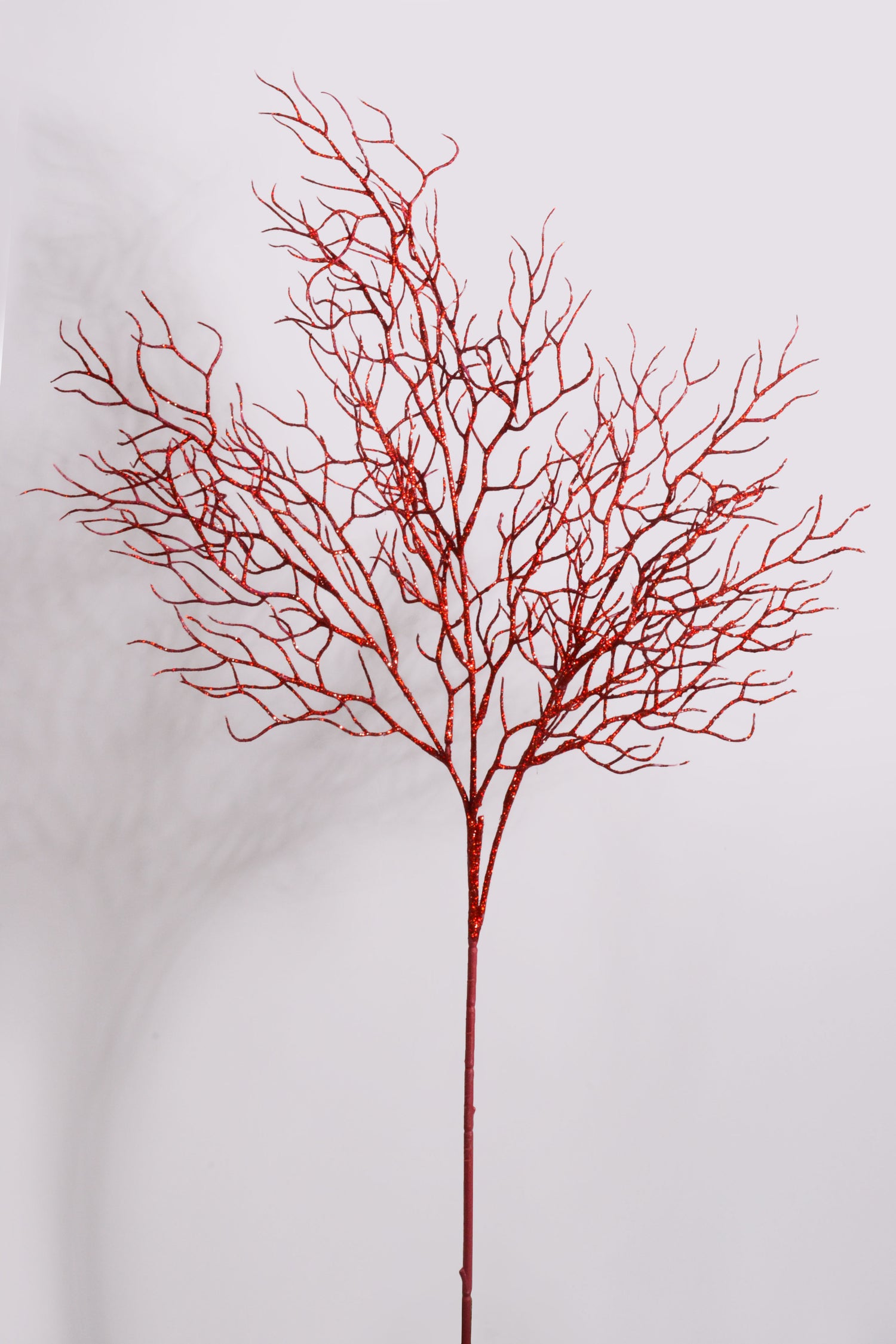 34" Glitter Twig Spray Red
